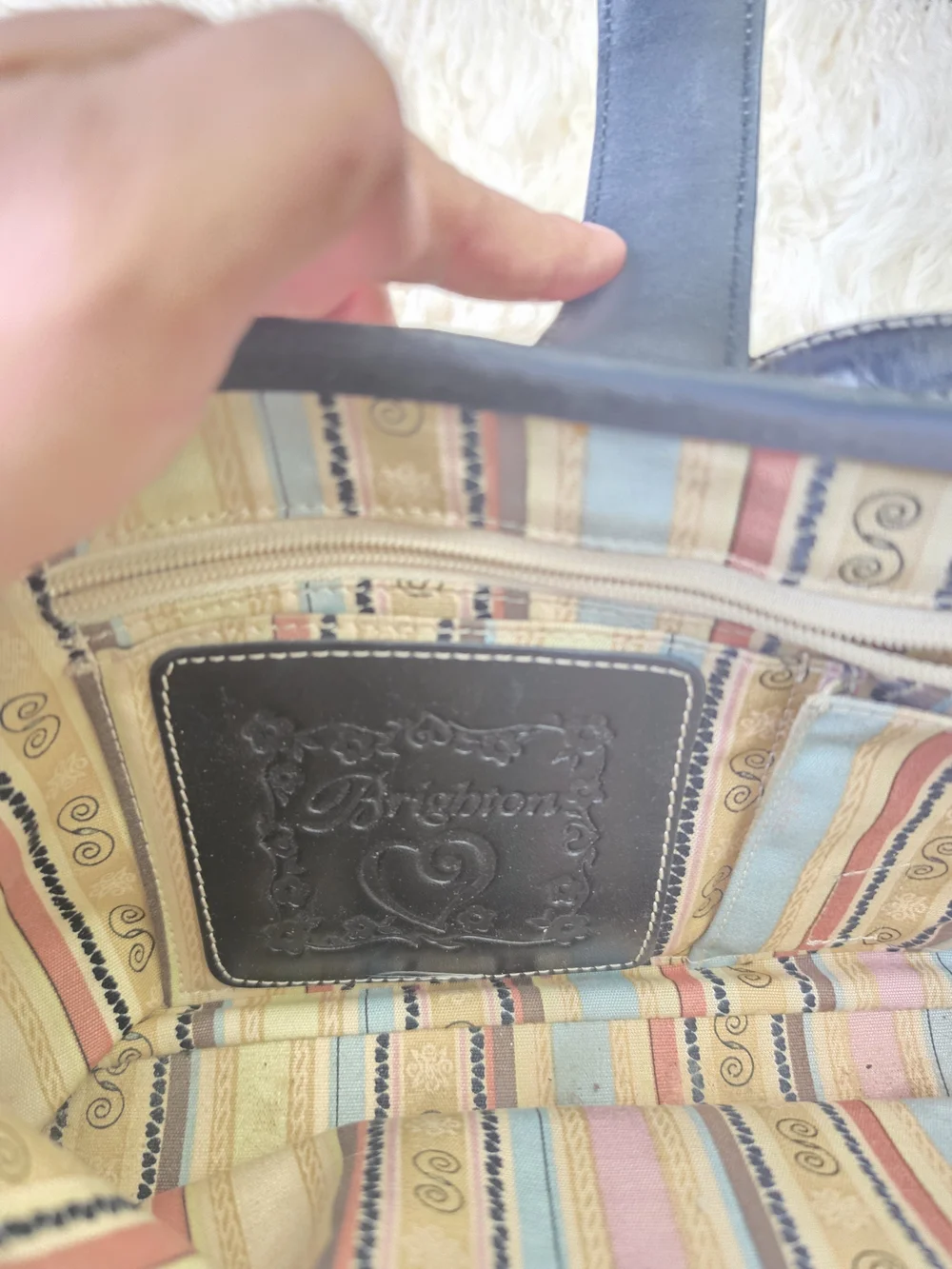 Brighton Straw Shoulder Bag with Black Trim and Heart Charm